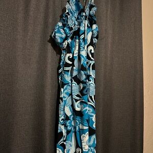 Floral Maxi Dress in Blue and Black